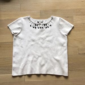 MILLY size 10 white shirt with gems